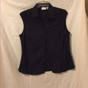 Lacy Black Button Down Blouse.